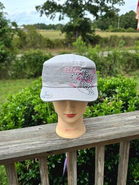 Ladies Gray & Pink Cat Mom BLING Hat new no tags